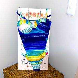 Colorful printed one piece swimsuit with built bra